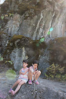 Kids In Front Of Talking Rock