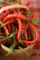 Basket Of Red And Green Peppers