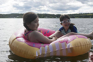 Riding Floaty In Lake