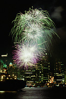 Green and Purple Fireworks over Vancouver