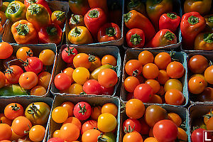 Tomatoes And Peppers At Market