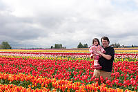 Nara And Dad With Mixed Tulips