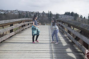Kids Playing On Wooden Bridge