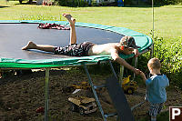 Justin With Marcus On Trampoline