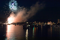 Wide Shot Blue Fireworks