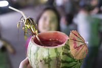 Nara With Watermellon Drink