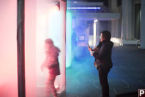 Helen Taking Photos In Light Booths