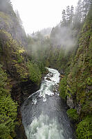 Foggy Downstream From Bridge