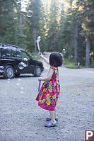 Nara With Bubbles In The Camp Site