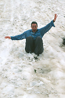 Ashley Sliding Down Snow