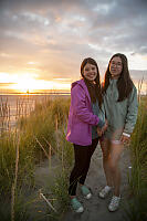 Kids At Beach At Sunset