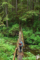 Helen On Log Bridge