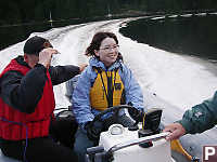 Helen Driving The Boat