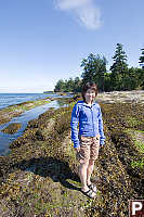 Helen On Beach In Front Of House