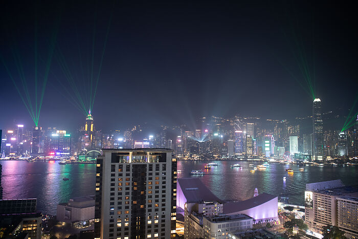 Lasers And Lights Over Hong Kong