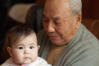 Nara On Great Grandfather Lap