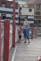 Grandma And Claira On Pedestrian Bridge