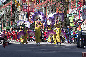 Yellow Dancers With Fans