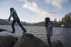 Nara Jumping Between Rocks