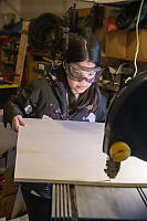 Claira Cutting On Bandsaw