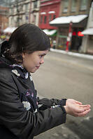 Claira Trying To Catch Snowflake