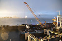 Barge And Crane In Berth One
