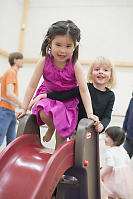 Nara And Abby At Top Of Slide