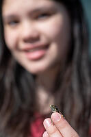 Claira Caught Rock Lizard