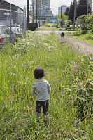 Claira Walking Along Tracks