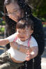 Helen Holding Nara Near Fountain