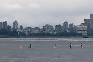 Paddle Boarding With West End Behind