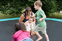 Lexi Looking At Nara On The Trampoline