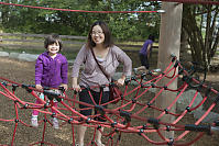 Mom And Claira Climbing Net