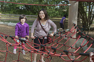 Mom And Claira Climbing Net