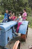 Eating Popcorn On Tractor