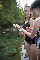 Nara And Claira With Dead Salmon