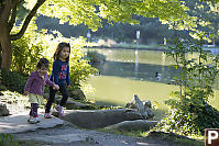 Nara And Claira Walking Around Lake