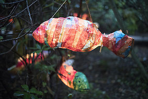 Fish Shaped Lanterns In Trees