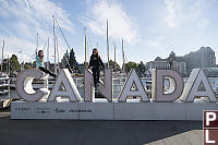 Nara And Claira On Canada Sign