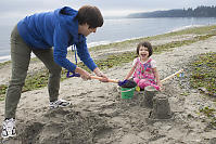 Grandma And Claira At The Beach