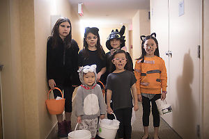 Hallway Kids Dressed For Halloween