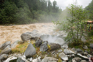 Hot Pool Next To Raging Stream