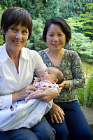 Two Grandmas And Nara In Japanese Garden