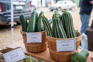 Zucchini In Wooden Baskets