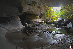 River Taking Long Route Around Island