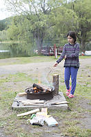 Nara Tending Fire