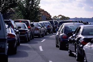Queue of Cars at Peace Arch Crossing
