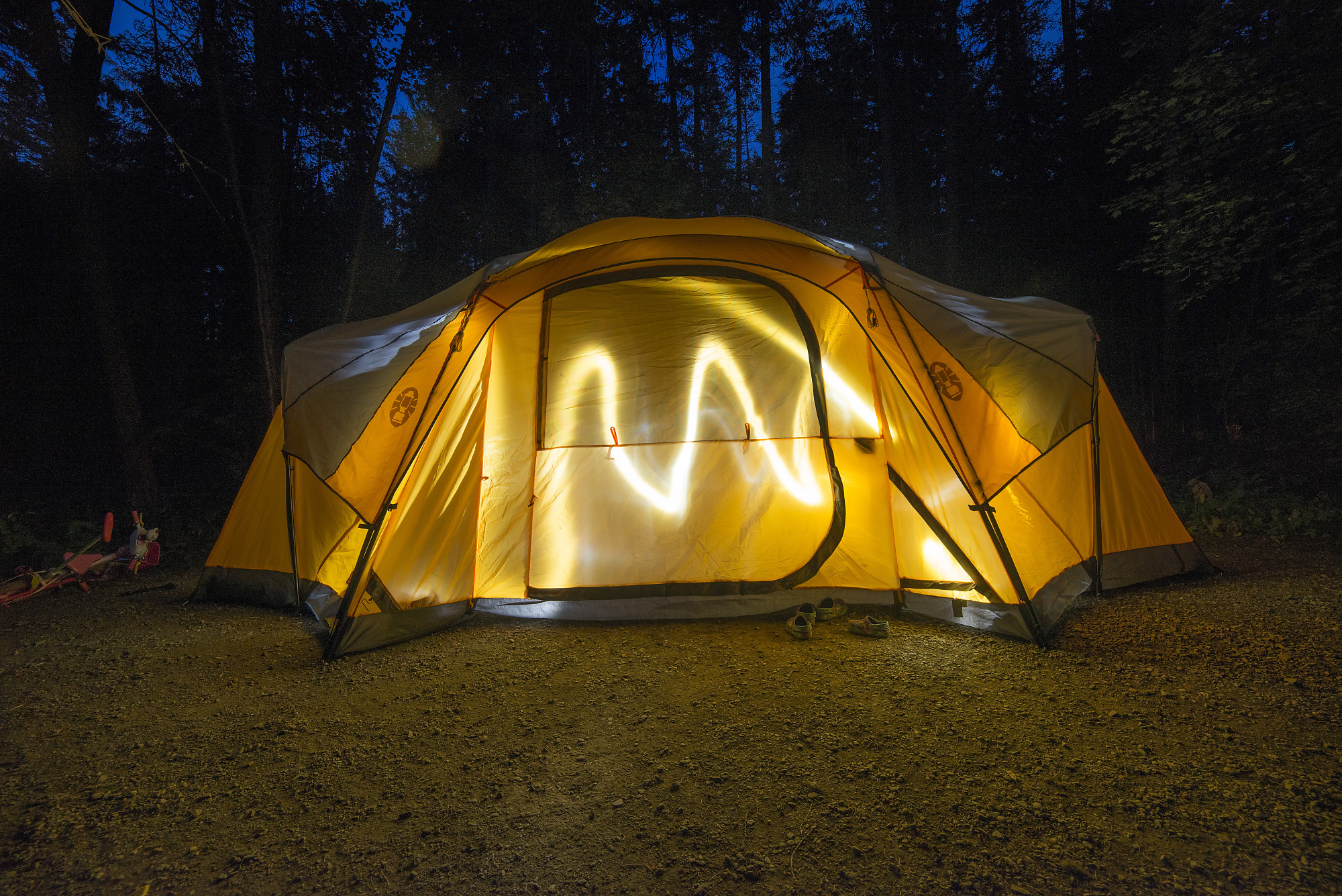 Kids With Flashlights In Tent