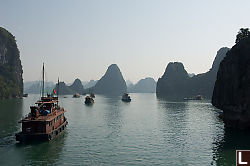 Train Of Boats Into Halong Bay